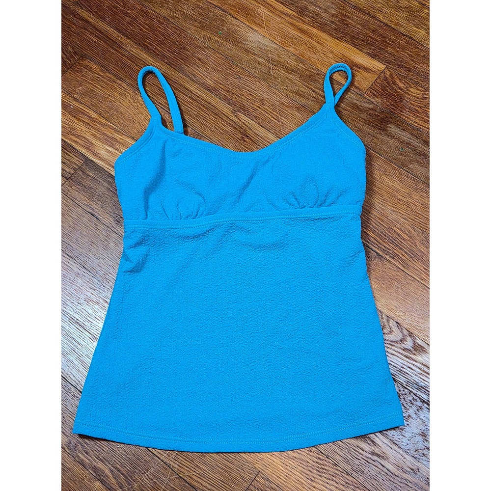 Mynah Women Turquoise Blue Textured Tankini Swim Top Empire Waist XS NEW